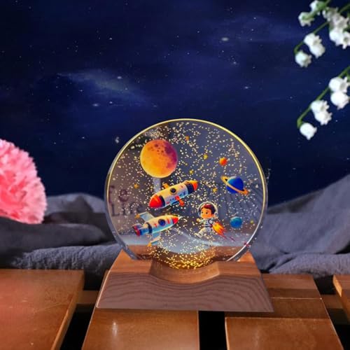 Image of One94Store 3D Acrylic LED Night Light - Warm White & Colorful Rocket Design with Durable Plastic Base, Decorative Table Lamp for Bedroom, Living Room, Kids Room, Study & Home Decor Gifting
