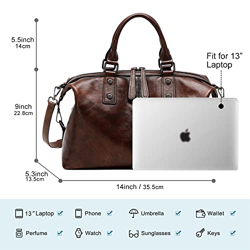 Bolso de cuero genuino vintage para mujer miniatura 5