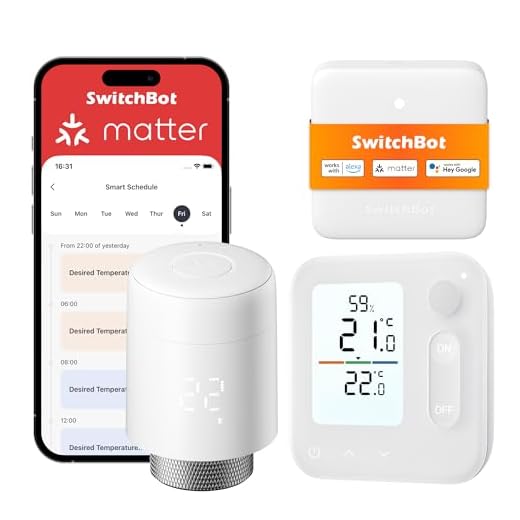 SwitchBot Smart Heizkörperthermostat-Panel Matter Combo – App- und Zeit-Steuerung, Energieseinsparung, einfache Installation, kompatibel mit Alexa, Apple Home und Home Assistant