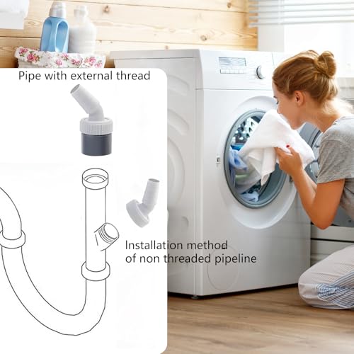 2 Stück Geschirrspüler Waschmaschine Abfluss Adapter 1/4 zoll, Waschmaschinenanschluss Adapter mit Abgang für Rohr Ø40mm und Eingang Ø18-24mm, mit 2 Schlauchschelle für Geschirrspüler Trockner