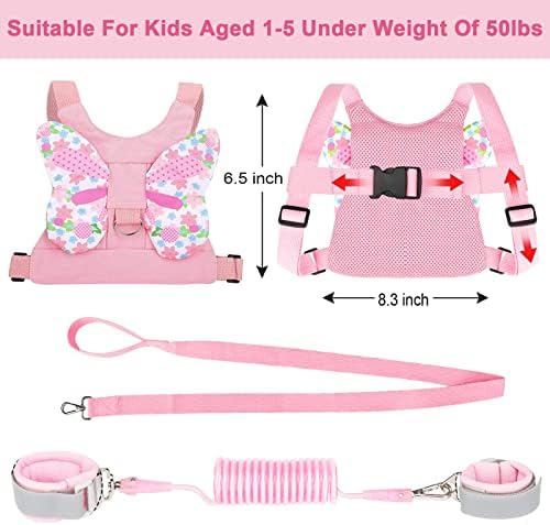 Accmor 3 In 1 Toddler Harness Safety Leashes + Anti Lost Wrist Link, Kids Harness Leash For Girls, Child Anti Lost Leash Baby Cute Safety Harness Belt Strap Hold Kids Close While Walking, 1 Count