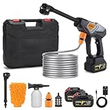 MYPIN Cordless Pressure Washer, Portable Pressure Washers, 6 in 1 Rechargeable Battery Pressure Washer, Cordless Power Washers with 2 Batteries, 5M Hose for Patio and Car, Floor Garden Cleaning