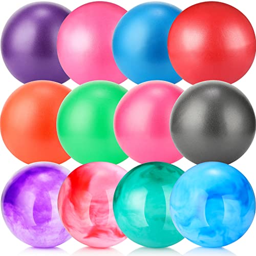 Mini Exercise Ball 9 Inch Pilates Ball Workout Ball Core Ball Soft Yoga Ball For Stability Barre Bender Training Stretching Physical Posture, Improves Balance, Assorted Colors, 2 Style (12) #TOP1