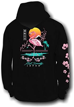Riot Society Flamingo Blossom Mens Hoodie - Black, Medium