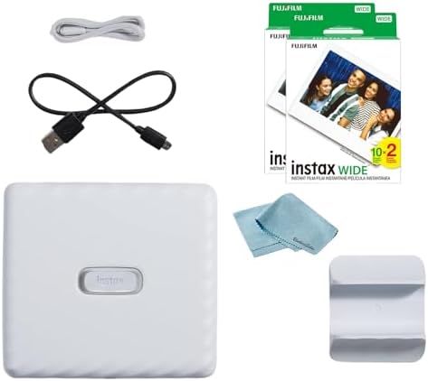 BluebirdSales Fujifilm Instax Link Wide Smartphone Printer Bundle - Includes 40 Sheets of Instax Wide Film (2 Twin Packs) + Microfiber Cleaning Cloth - Wireless Photo Printer Kit