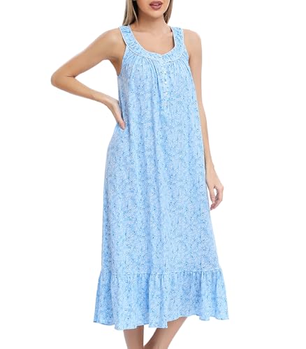 Sleeveless Nightgowns for Women Long Cotton Nightgown Sleepwear Ladies Nightdress Sleep Dress 100% Cotton Night Gown2