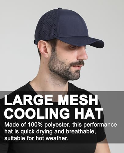 Image of Oversize XL XXL Quick Dry Baseball Cap, Large Performance Snapback Hats, Laser Cut Mesh Ball Cap for Men Big Heads 23.5 inch-26 inch