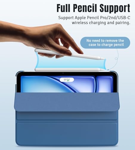 Timovo Cover Custodia Per Ipad Air 11 Pollici (M3/M2-2025/2024), Ipad Air 5A/4A Generazione(2022/2020) 10,9 Pollici, Ultra Sottile Leggero Semi-Trasparente Rigido Cover, Grigio Blu - 8