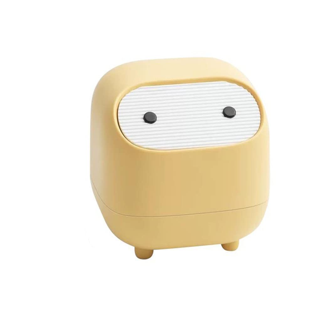 Mini Cute Trash can Desktop Small Trash can Kitchen with lid Garbage Organizer Removable lid(White-Dinosaur Doodle4)