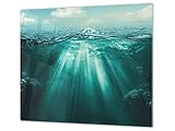 Cubre vitro de cristal templado – Protector de encimera de vidrio templado – Resistente a golpes y arañazos – UNA PIEZA (60 x 52 cm) o DOS PIEZAS (30 x 52 cm); D02 Serie Agua: Agua 20