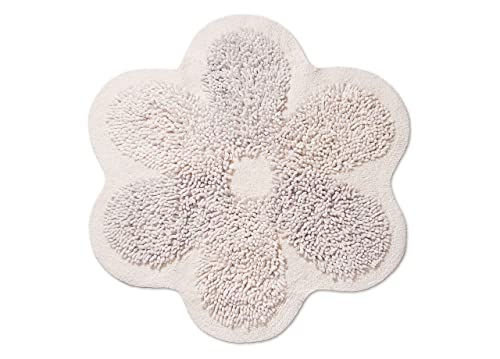 BIANCHERIAWEB Tappeto A Fiore Casa Bagno Cotone Spugna Morbida Antiscivolo Flower Avorio