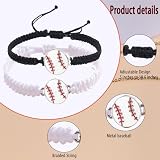 Delllala 2pcs Braided Sport Bracelets, Sports Accessories Adjustable, Softball，Soccer， Basketball, Baseball，Volleybal，tennis balls，Football Jewelry for Fans, Ideal for Birthday or for Easter Gifts