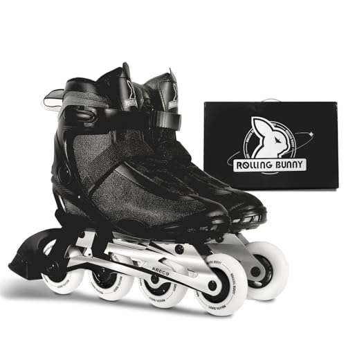 Image of Inline Skates PRO for Adult Women - ABEC-9 Bearing with Breathable Lining for Male Female, Optional Brake, Size W 6-9, Black