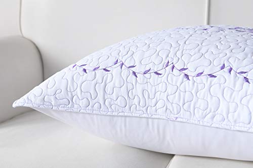 MarCielo-2-Pack-Throw-Pillow-Covers-Euro-Sham-Covers-Pillow-Shams-Pillow-Cover-Embroidery-European-WhiteLavender MarCielo 2 Pack Throw Pillow Covers Euro Sham Covers Pillow Shams Pillow Cover Embroidery European WhiteLavender