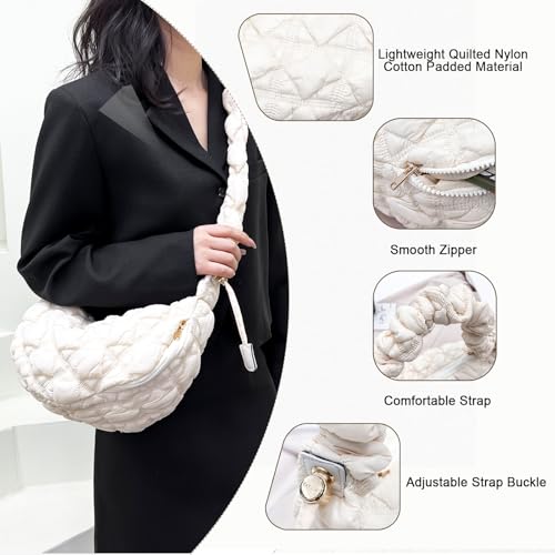 Quilted Puffer Tote Bag for Women Large Quilted Crossbody Bag Lightweight Nylon Puffy Hobo Shoulder Bag Puff Carryall3