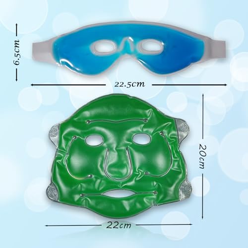 Image of Aqua Ice Face & Eye Cooling Gel Pad and Aloe Vera Gel Mask Ice Pack for Face and Eye Patches Remove Dark Circles, Fatigue Cool Eyes Patch Pads Eye Care | Facial Skin Refresh Face Mask for Hot & Cold Therapy (Aloe Face Mask, Blue Hole Eye Mask)