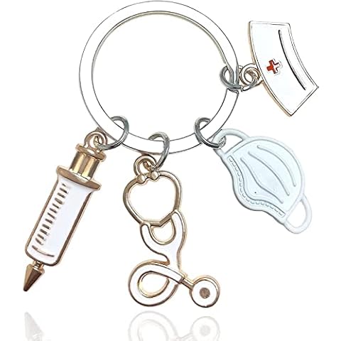 XINCHENG Medical Nurse Keychain, Nurse Appreciation Gifts, Nurses Practitioner Keyring Inspirational Gift for Coworker Nursing School Student Graduation,White Cover