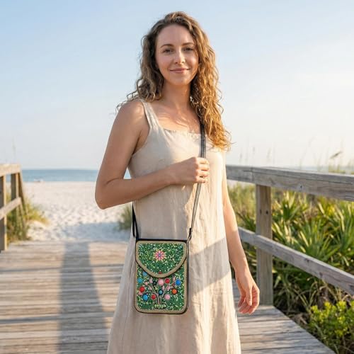 Image of Small Crossbody Bags for Women Designer Cell Phone Bag Boho Shoulder Wallet Purse