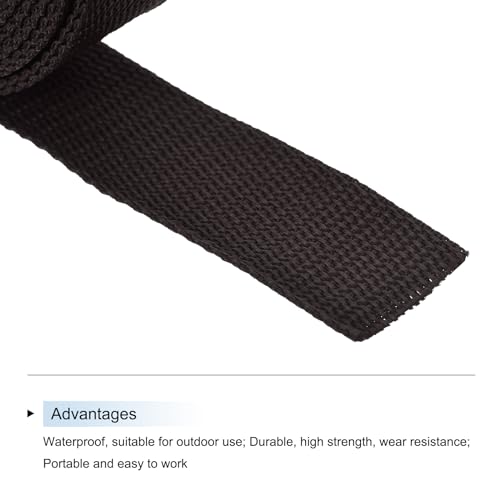 Image of MECCANIXITY Lightweight Polypropylene Webbing Strap 1 1 /4 inch 10 Yard Backpack Strapping Band Coffee for Outdoor Luggage Cargo Straps
