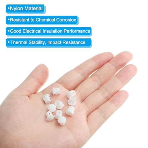Image of PATIKIL Hole Plugs Plastic, 100 Pcs 6mm(1 /4 inch) Screw Bumper Hole Plug Flush Snap Type Round Hole Cover Caps for Round Holes Cabinet Furniture Kitchen, White