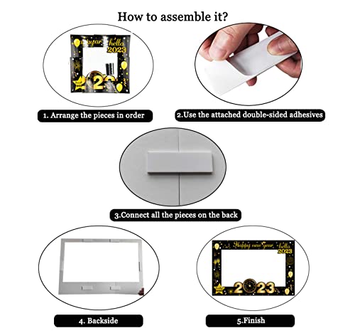 Jozon 2023 Happy New Year Photo Booth Props Frame New Year's Eve Party Photo Booth Frame With 6 Pieces New Year Party Eyeglasses Celebration Party Favor For 2023 New Year's Eve Party Decorations #TOP3