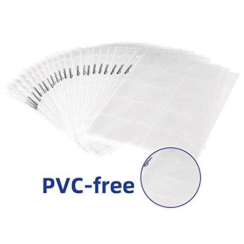 Image of Amazon Basics Plastic Business Card Organizer Sleeves for 3-Ring Binder, Transparent Card Holder, 8.5 x 11 inches, 25-Pack