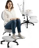 BUBHA Ergonomic Criss Cross Chair, Meditation Chair with Reclining Backrest & Adjustable Height, Cross Legged Office Chair with Wheels, Wide Kneeling Chair Leg Rest,ADHD Desk & Yoga Seat (Grey)