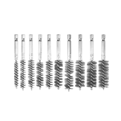 Generic Pipe Cleaning Brush Set Tube Brushes Pipe Cleaner Drill Brush for Small Parts Auto Parts, 10 Piece