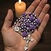 Catholic Purple Pearl Beads Rosary Necklace 6mm Beads for Prayer and Meditation Zinc Alloy Crucifix & Holy Soil Medal Jewelry Gift