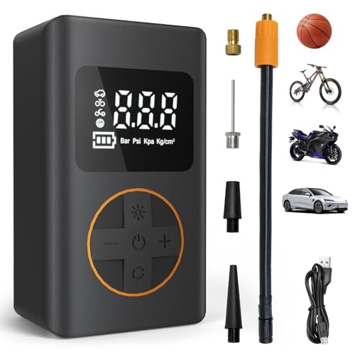 iHomara Elektrische fietspomp, 150 psi, draagbare fietspomp met digitale drukmeter, voor auto,...