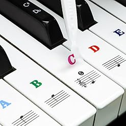 Autocollants transparents amovibles pour touches de piano de 37/49/54/61/88 touches – Pour clavier de musique – Noir et blanc – Pour les enfants débutants - Les Beatles, Paul McCartney, John Lennon, RIngo Starr, George Harrison Autocollants transparents amovibles pour touches de piano de 37/49/54/61/88 touches - Pour clavier de musique - Noir et blanc - Pour les enfants débutants – Image 2