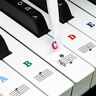 Autocollants transparents amovibles pour touches de piano de 37/49/54/61/88 touches – Pour clavier de musique – Noir et blanc – Pour les enfants débutants - Les Beatles, Paul McCartney, John Lennon, RIngo Starr, George Harrison Autocollants transparents amovibles pour touches de piano de 37/49/54/61/88 touches - Pour clavier de musique - Noir et blanc - Pour les enfants débutants – Image 2