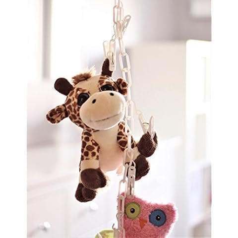 MiniOwls 6 ft Toy Chain Multipurpose Storage, White Organizer, Plushies Holder with Strong 20 Clips to Hang Accessories, Pet Supplies, Baseball Caps, Puppet Stuffed Animals, Holiday Cards or Art Display Rac Cover
