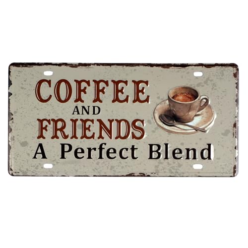 Image of inchCoffee and Friends- A perfect Blend inch Vintage Retro Metal Signs - License Wall Plate, Car Tag - Ideal for Cafe, Restaurant, Shop, Home, Hotel, Club, Office, Living Area - Design Plaque