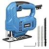 G LAXIA Jigsaw 400W 3000SPM Power Jig Saws Bevel Cutting: -45 ° to 45° Wood Cutter Machine with Wood Metal Cutting Blades