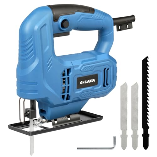 G LAXIA Jigsaw 400W 3000SPM Power Jig Saws Bevel Cutting: -45 ° to 45° Wood Cutter Machine with Wood Metal Cutting Blades 1 G LAXIA Jigsaw 400W 3000SPM Power Jig Saws Bevel Cutting: -45 ° to 45° Wood Cutter Machine with Wood Metal Cutting Blades