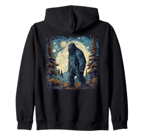 Bigfoot Starry Night Sasquatch Van Gogh Painting Sudadera con Capucha
