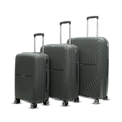 Image of American Traveller Tourispro Trolley bag for travel Set of 3 |Suitcase for Travel |Leightweight Large Luggage traveling bag big size| Polypropylene(Pp) bags with Expandable 8 wheels (3, Charcoal Grey)