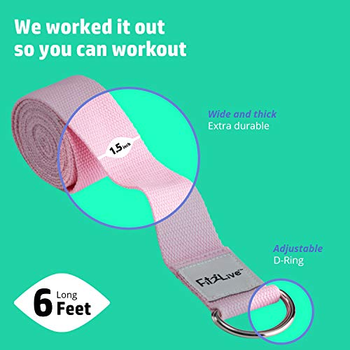 Fit2Live Yoga Strap With Adjustable D Ring - Aids Pose Expression, Provides Support And Reduces Straining And Stretching #TOP4