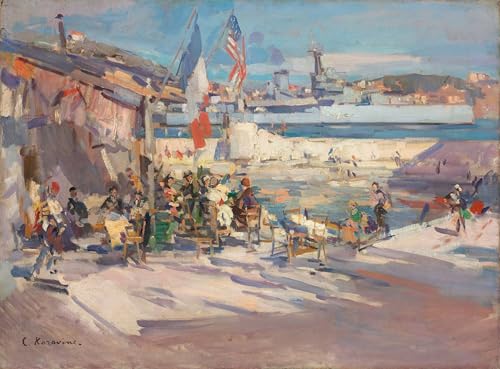 Poster Café dans un port français Korovin pour habiller un mur