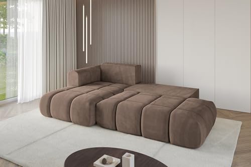 ALTDECOR Ecksofa mit Schlaffunktion und Bettkasten Corner Sofa Bett Eckcouch Couch L-Form Schlafcouch Ausziehbar Wohnlandschaft Schlafsofa Cauchsofa Cloud-L 289x180x40 Braun – Bild 8