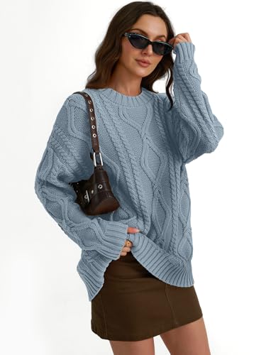Image of Trendy Queen Women's Oversized Cable Knit Crewneck Sweaters