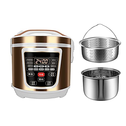 Arrocera de 5 L, baja en azúcar, interior de acero inoxidable, reserva 24 horas, separación de sopa de arroz para 2-7 personas