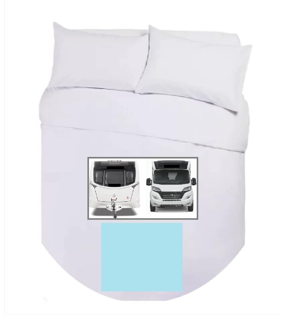 Bedtime Comforts Ltd Blue Caravan/Motor Home Island Bed Duvet Cover + 2 Pillowcases (U Shape) Double Duck Egg