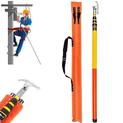 Fovnitrve Electrical Power Telescoping Hot Stick, High Voltage Fiberglass Safety Rescue Hook with Bag, Hot Stick Utility Hook for Lineman Live-Line Work(5m/16.4ft)