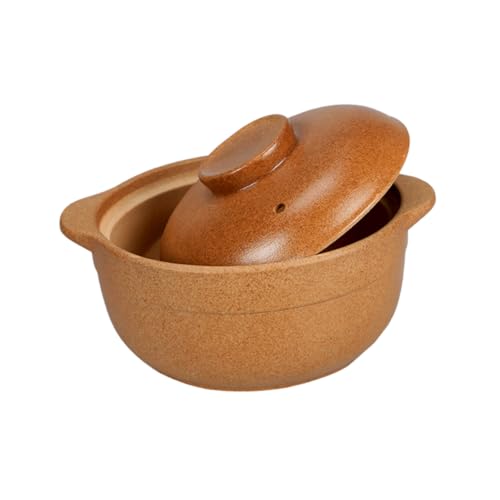 ULTECHNOVO Olla De Cerámica Para Estofado 1,6 l Cazuela Sin Recubrimiento Asas Dobles Ahorro De Energía Cocina Casera Guisos y Sopas