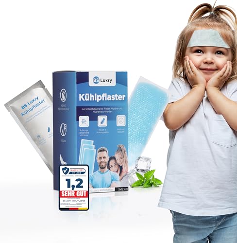 Testsieger: BS Luxry® 20x Kühlpflaster - bei Fieberbeschwerden und Migräne - Kühlpack bei Muskel u. Gelenkschmerzen - Kühlpads für Kinder ab 1 Jahr