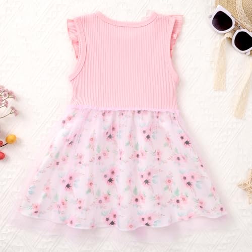 Baby Girl Tulle Dress Ruffle Sleeveless Toddler Sundress Girls Floral Tutu Princess Dresses for Wedding Birthday Party3