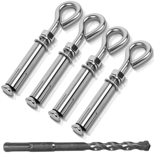 SRZTXU 4 Pack 1/4" X 3-1/2" Expansion Eye Bolt,Concrete Eyebolt