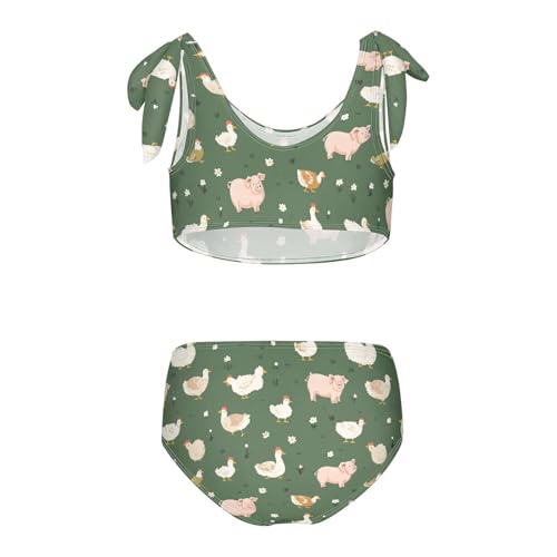 Wusikd Cute Farm Animals Girls Swimsuits Two Piece Pig Cows Swimwear Bikini Set for for Girls Size 3T2